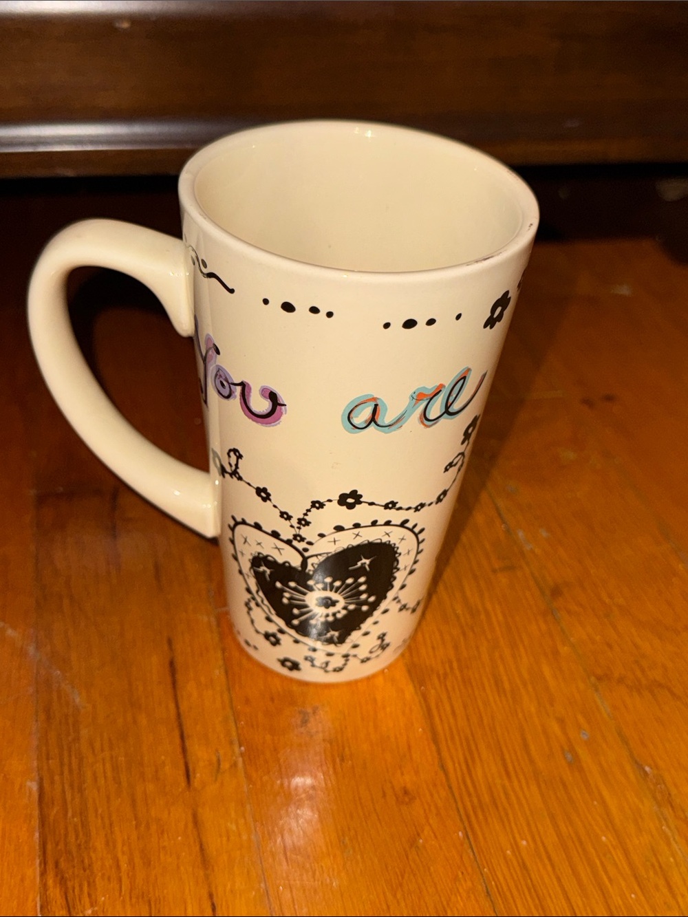 VTG NATURAL LIFE YOU ARE LOVED LARGE TALL COFFEE TEA MUG CUP W/HEARTS